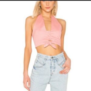 Lovers + Friends button front halter top